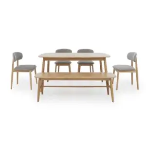 Stockholm Extending Dining Table with 4 Wooden Dining Chairs and a Dining Bench